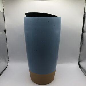 Mora Ceramics Blue Pottery Tea Coffee Travel Mug 14 oz with Lid